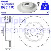 Jeu de 2 disques de frein DELPHI - BG5147C