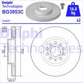 Jeu de 2 disques de frein DELPHI - BG3953C