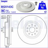 Jeu de 2 disques de frein DELPHI - BG5143C