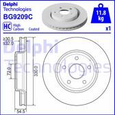 Disque de frein (à l'unité) DELPHI - BG9209C