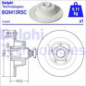 Rear brake disc DELPHI - BG9413RSC