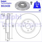 Set van 2 remschijven DELPHI - BG3430