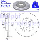 Set van 2 remschijven DELPHI - BG3574