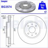 Set van 2 remschijven DELPHI - BG3574