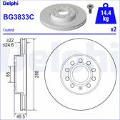 Set van 2 remschijven DELPHI - BG3833C