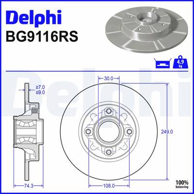 Disque de frein (à l'unité) DELPHI BG9116RS