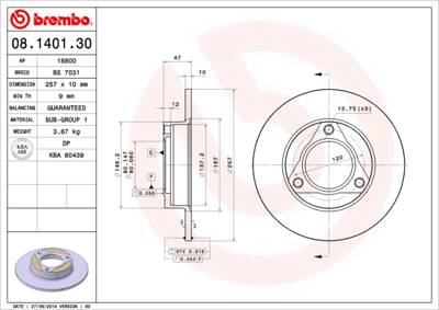 Jeu de 2 disques de frein BREMBO 08.1401.30