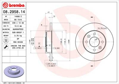 Jeu de 2 disques de frein BREMBO 08.2958.14