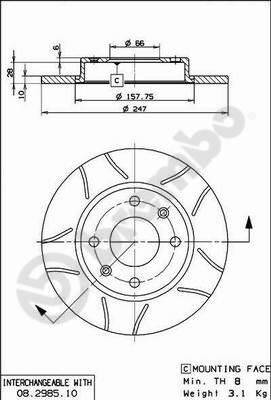 Jeu de 2 disques de frein BREMBO 08.2985.75