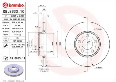 Bremssatz (2 Bremsscheiben) BREMBO 09.8633.11