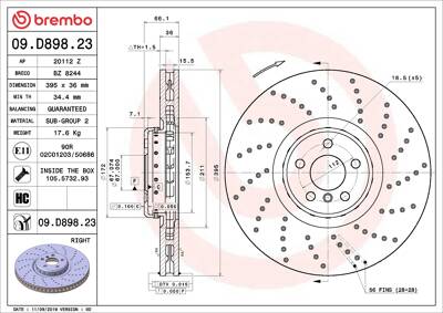 Bremsscheibe (pro Einheit) BREMBO 09.D898.23