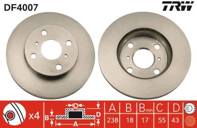 Jeu de 2 disques de frein TRW DF4007