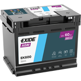 Bateria de arranque 60Ah/680A EXIDE - EK600