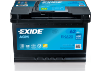 Batteria per auto da 62 Ah/680 A
