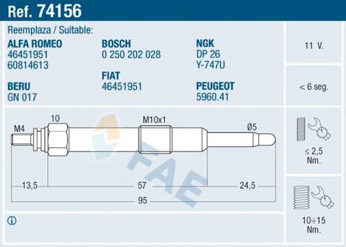 Glow plug (per unit)