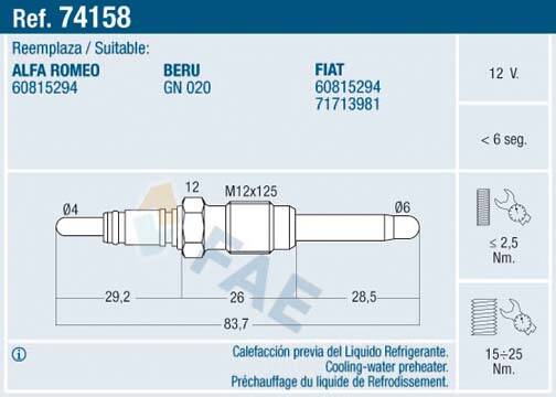 Glow plug (per unit)
