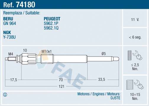 Glow plug (per unit)