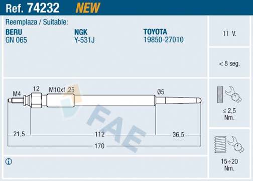 Glow plug (per unit)