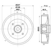 Brake Drum HELLA - 8DT 355 302-781