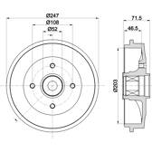 Brake Drum HELLA - 8DT 355 302-791