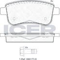 Rear brake pad set ICER - 181904