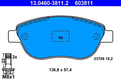 Juego de pastillas de freno delanteras ATE 13.0460-3811.2