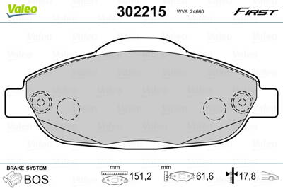 Jeu de plaquettes de frein avant VALEO 302215