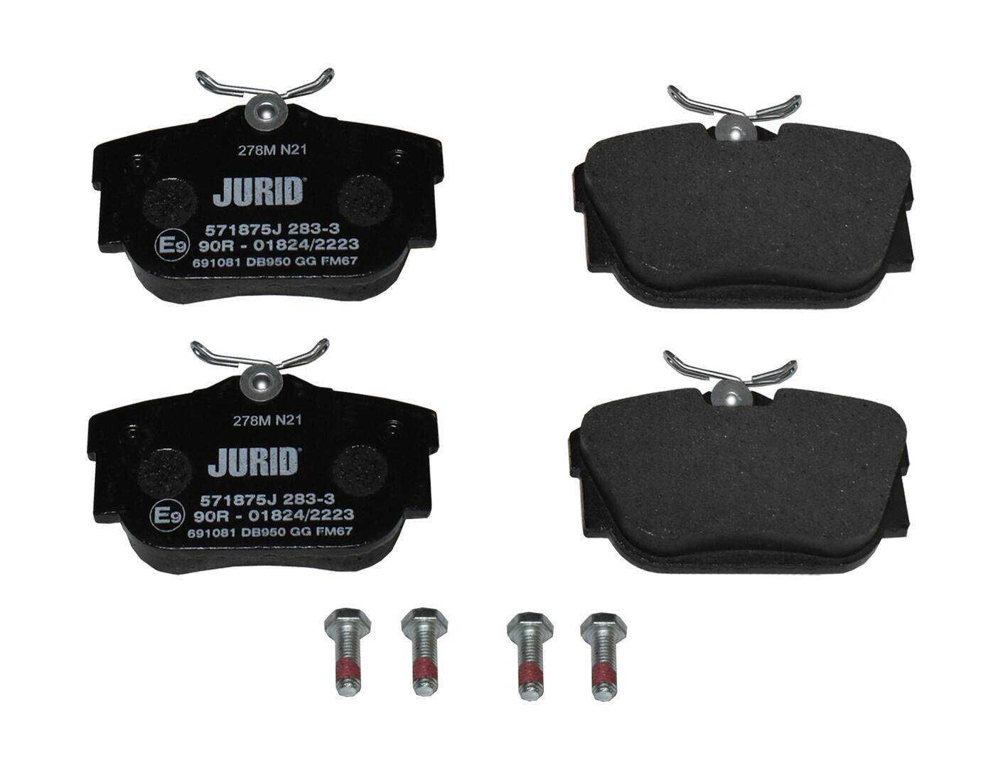 Rear brake pad set