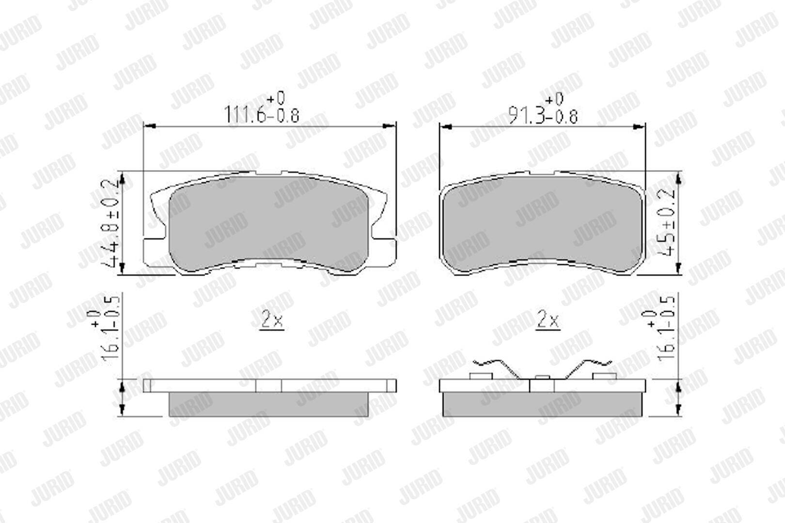 Rear brake pad set