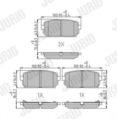 Rear brake pad set
