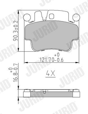 Rear brake pad set