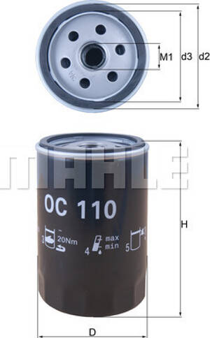 Filtre à Huile Knecht OC 1053 - Compatible Volkswagen Transporter V/VI, Multivan - 2.0 TDI/BiTDI 132kW