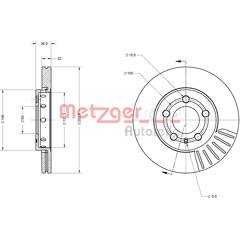 Jeu de 2 disques de frein METZGER - 6110627