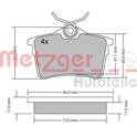 Rear brake pad set (4 pcs) METZGER - 1170139
