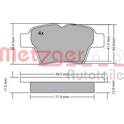 Rear brake pad set (4 pcs) METZGER - 1170198