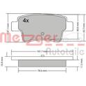 Rear brake pad set (4 pcs) METZGER - 1170333