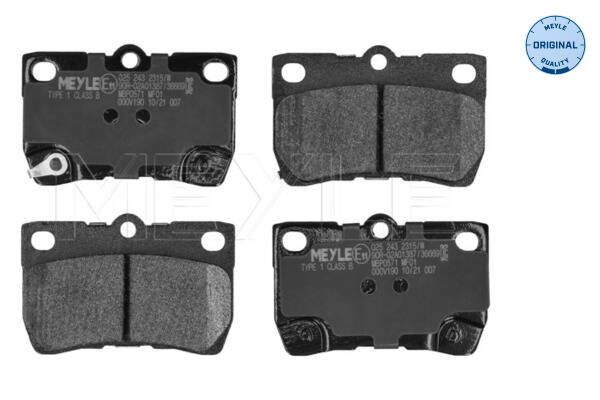 Rear brake pad set