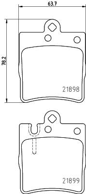 Rear brake pad set