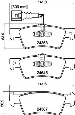 Rear brake pad set