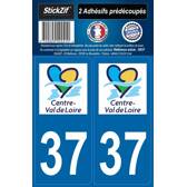 2 adesivi "Regione" Dipartimento 37 Centre-Val De Loire Mister-Auto - SR37