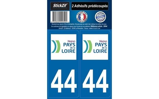 2 Adhesives "Region" Department 44 Pays De La Loire