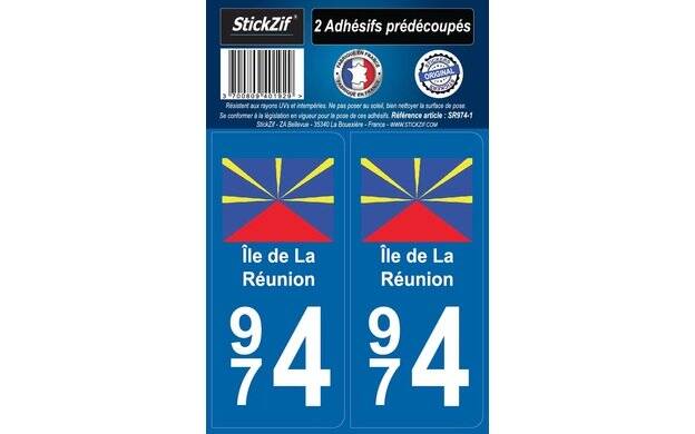 2 Adhesives "Region" Department 974 Reunion Island