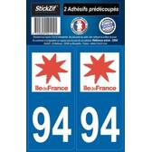 2 Adhesives "Region" Department 94 Île-de-France Mister-Auto - SR94
