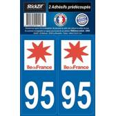 2 Adhesives "Region" Department 95 Île-de-France Mister-Auto - SR95