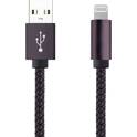 Braided leather USB / Lightning cable - 1.2m black MOXIE - 934112