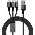 Universal 3 in 1 USB Cable - 1m Black MOXIE - 934252