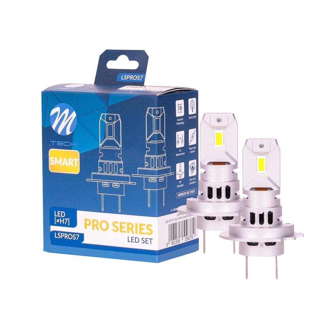 2 led bulbs h7/h18 42w 12v 6000k 4600lm max plug and play
