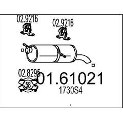Silencieux Arrière MTS 01.60184 Pour Renault Master II, Opel Movano A - Longueur 1260mm, Poids 10kg