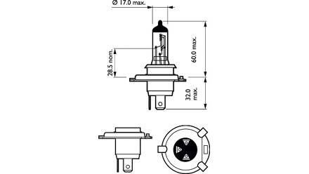 Ampoule Vision H4 - 12 V - P43t-38 - 60-55W - Feux de route - Feux  antibrouillard - Feux de