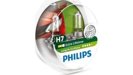 Set mit 2 glühlampen H7 LongLife EcoVision PHILIPS 12972LLECOS2